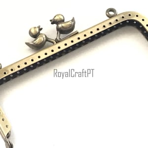 bronze metal purse frame with sewing holes 12.5 cm 12,5 cm, supplies, bird decoration, coin purse frame, ducks metal purse frame, duck