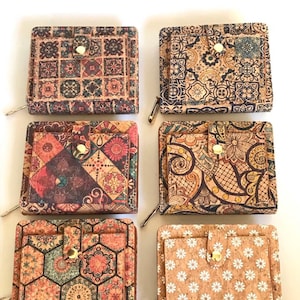 Cartera de corcho, bolso de corcho, cartera vegana, cartera ecológica de mujer con lugar para tarjetas y monedas, cartera de corcho portuguesa