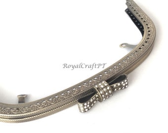 1 bronze metal purse frame sewing holes 21 cm, supplies, loop decoration, ribbon coin purse frame, brights decoration purse frame, clasps