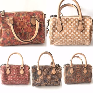 Bolso de corcho para mujer, bolso vegano, materiales naturales, bolso ecológico, bolso de hombro en corcho, cuero de corcho natural simple, bolso bowling en corcho
