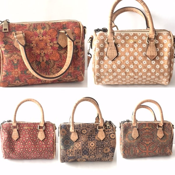 Cork handbag for women, vegan bag, natural materials, eco friendly bag, shoulder cork bag, simple natural cork leather, bowling bag in cork