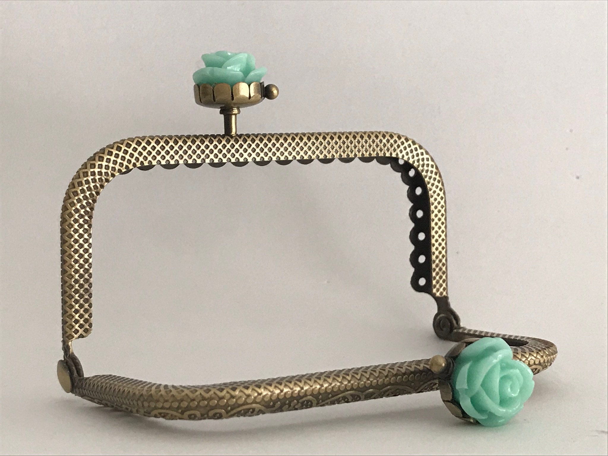 1 bronze metal purse frame with sewing holes 85 cm supplies Etsy