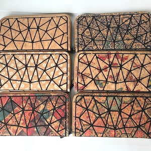 Portefeuille en liège, sac en liège portefeuille végétalien, portefeuille écologique pour femmes avec place pour cartes et pièces de monnaie, motif talavera, portefeuille en liège à carreaux portugais