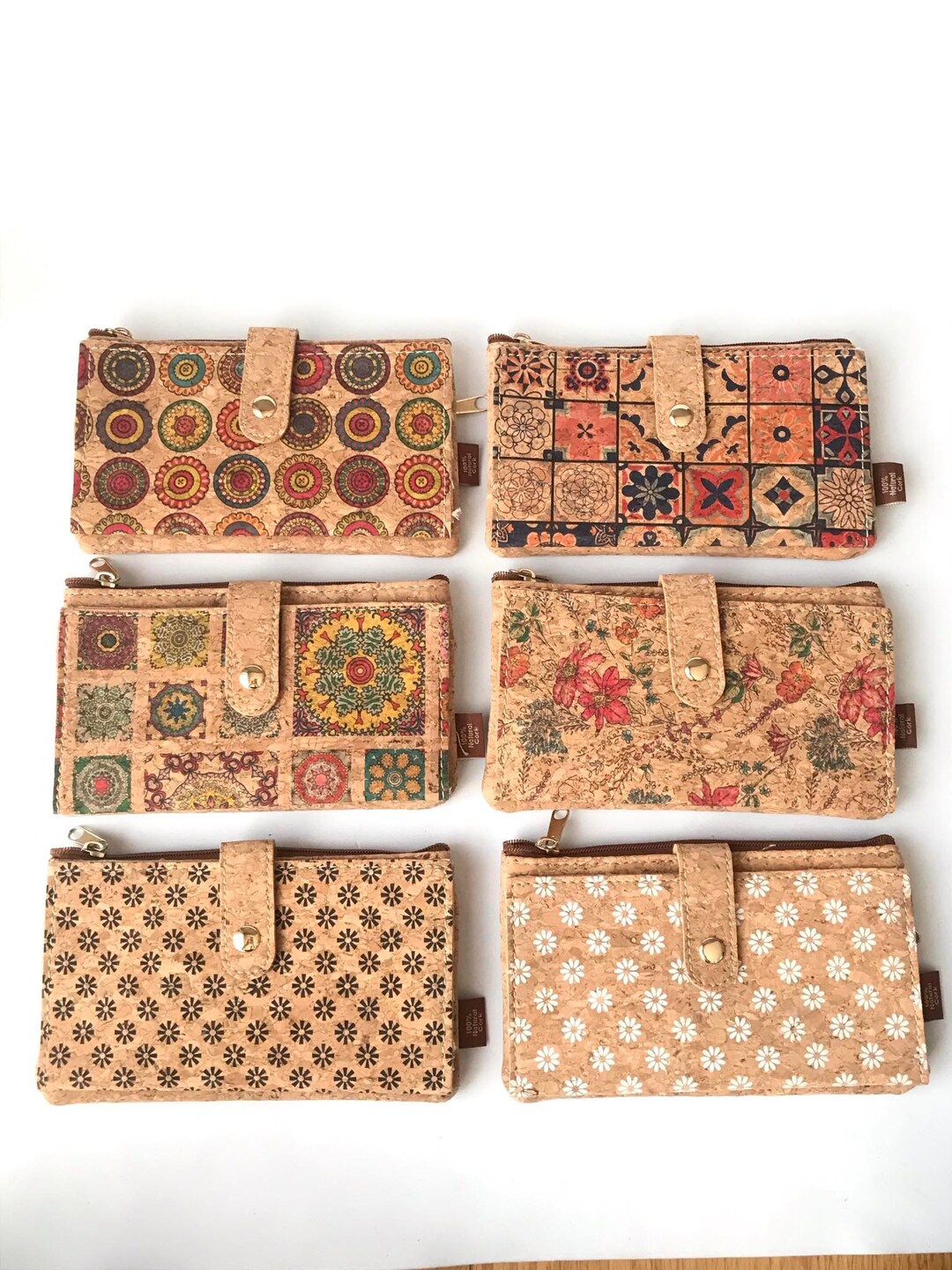 Eco-Friendly Natural Cork Leather Wallet Checkbook Wallet Multi Card Case Clutch