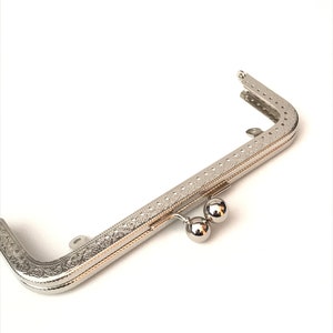 1 silver metal purse frame with sewing holes 18 cm, simple purse frame for making bag, clasps