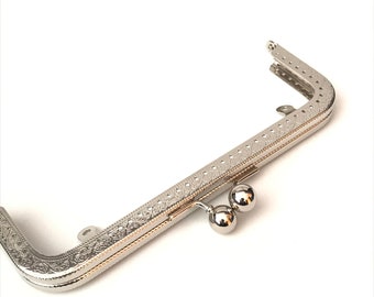 1 silver metal purse frame with sewing holes 18 cm, simple purse frame for making bag, clasps