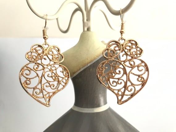 ALEXCRAFT Orecchini Donna Oro Chunky A Forma Di Cuore, Grandi Pendenti Vuoti, Ipoallergenici, Placcati Oro 18K, Regalo Moda