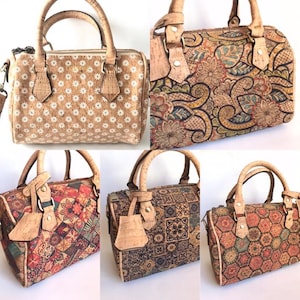 Bolso de corcho para mujer, bolso vegano, materiales naturales, bolso ecológico, bolso de hombro en corcho, cuero de corcho natural simple, bolso bowling en corcho