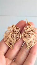 1 Pair of Portuguese filigree earrings gold 3.90 cm heart flower findings Viana Heart earrings, portuguese traditional jewellery, Portugal product logo