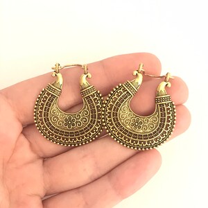 1 Pair of filigree earrings in bronze color, Viana's hearts, portuguese jewelry, traditional jewelry, heart of viana, Portugal, Filigrana image 2