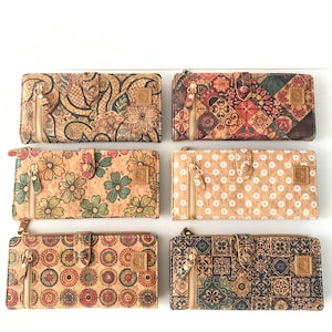 Portefeuille en liège, sac en liège, portefeuille végétalien, portefeuille écologique pour femmes avec place pour cartes et pièces de monnaie, portefeuille en liège portugais