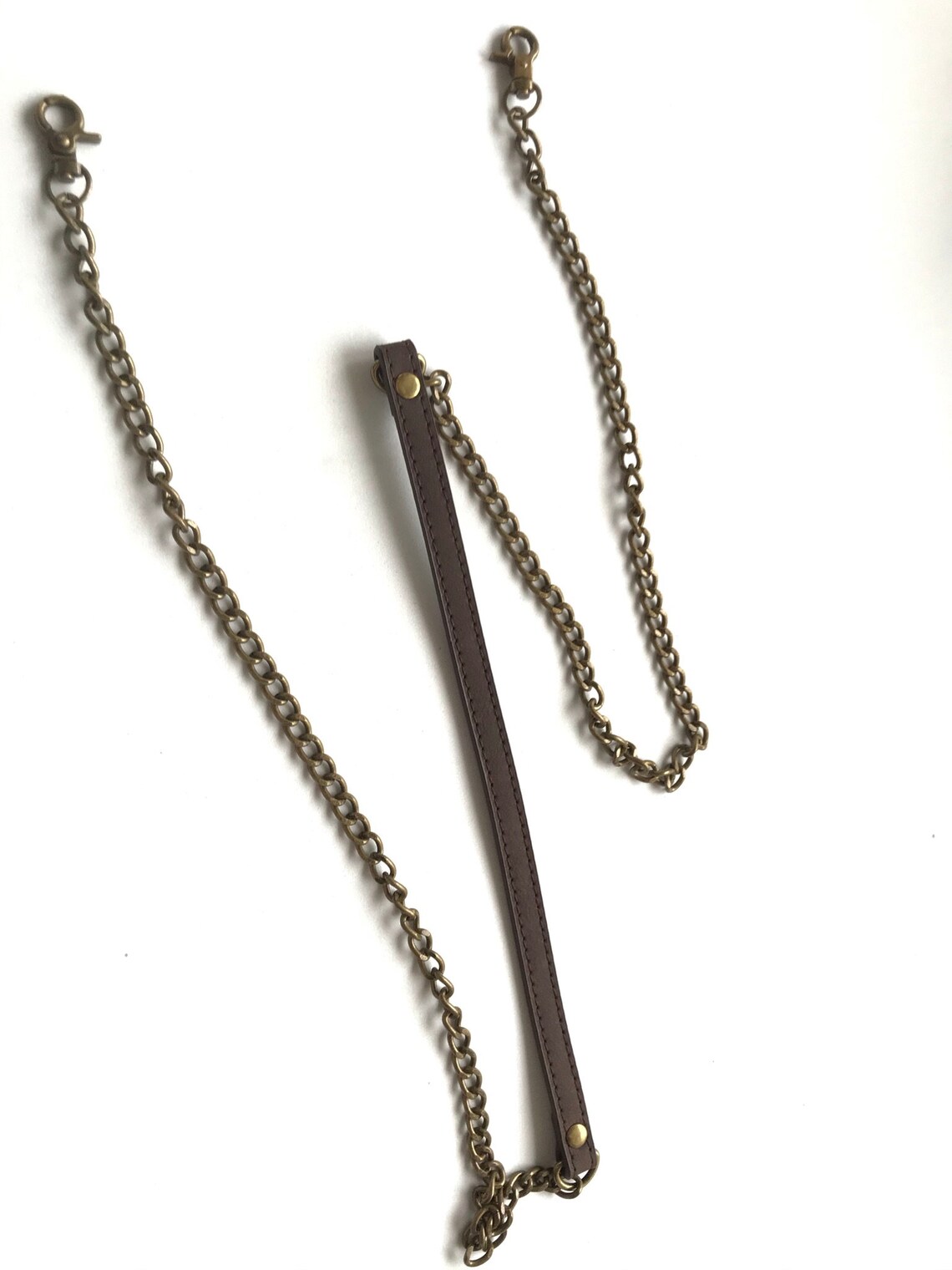 1 Leather and Chain Strap for Bags Bag Handles in Brown Etsy