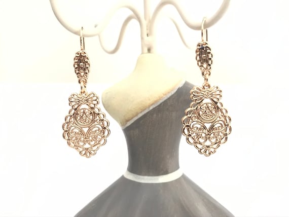Portuguese Filigree Earrings Cm Charm, Pair of Gold Color