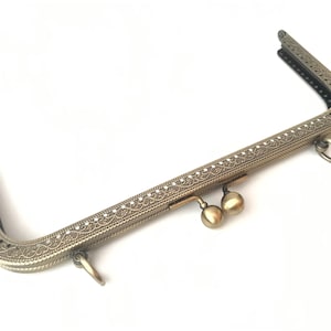 1x bronze metal purse frame with sewing holes 24 cm, 9.45 inches, supplies, big purse frame, handbag making supply