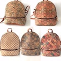 Cork backpack for women, cork bag, vegan bag, natural material, eco bag, leather bag, flower scholl bag, cork bag, daisy leather backpack product logo