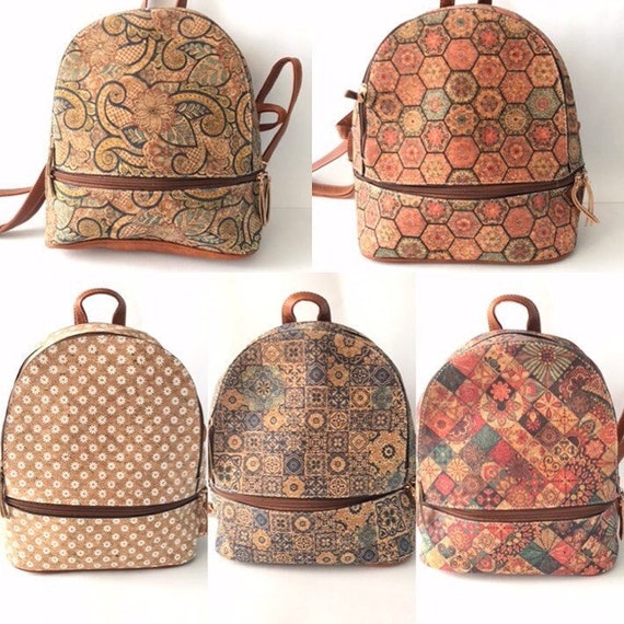 Cork Backpack for Women Cork Bag Vegan Bag Natural Material Eco Bag Leather Bag Flower Scholl Bag Cork Bag Daisy Leather Backpack Etsy
