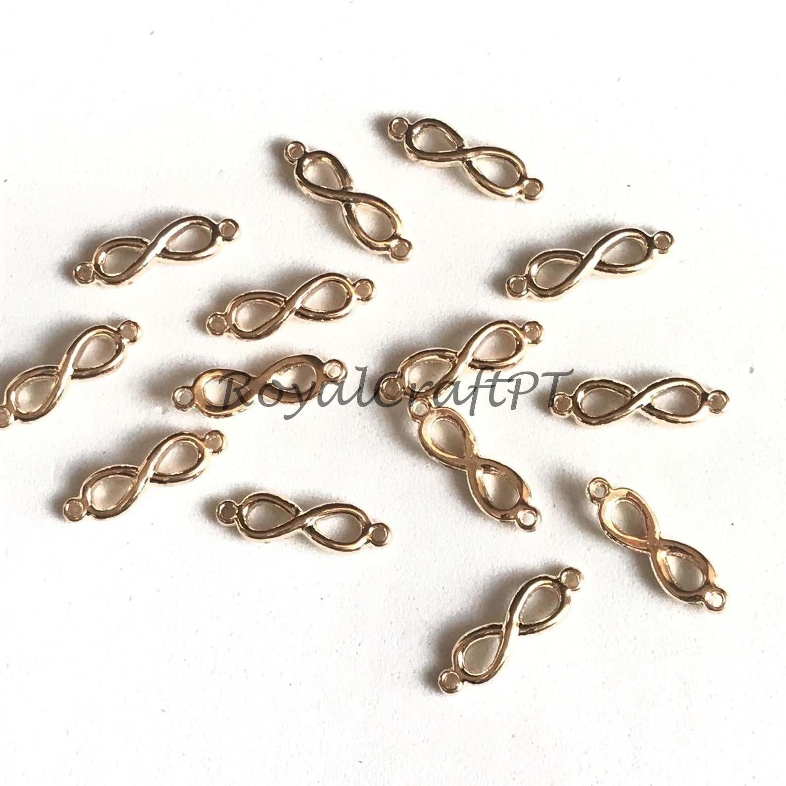 14x Infinite Symbol Connector Charms, 21 Mm Gold Forever Love Symbol ...