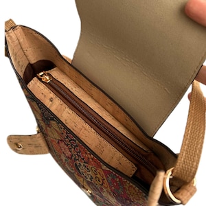 Cork handbag for women, cork bag, vegan bag, natural materials, eco bag, eco-friendly accessory vegetable leather wallet compact wallet image 9