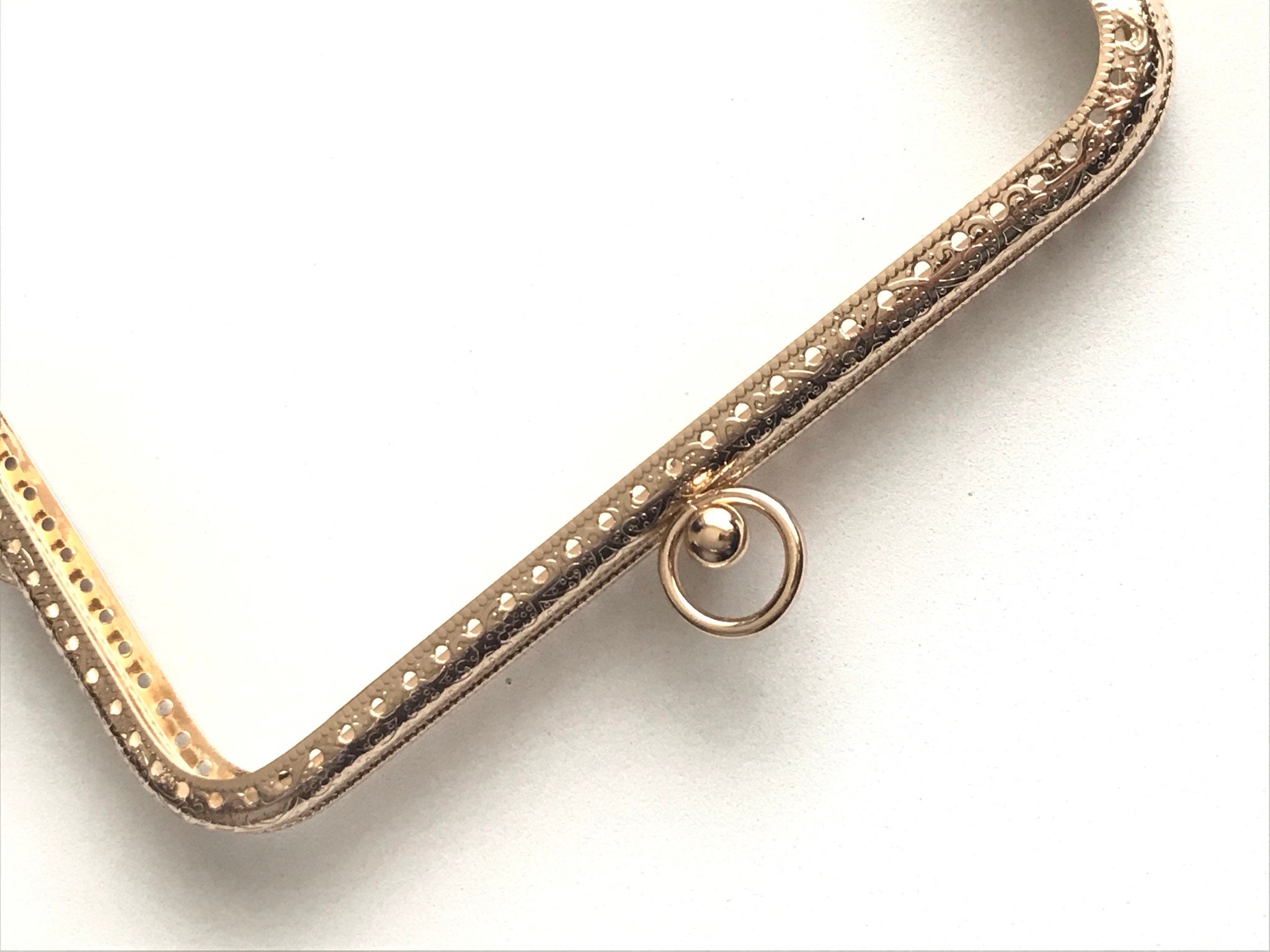 1 light rose gold metal purse frame with sewing holes 15 cm, supplies, purse frame, special ball clasp, delicate purse frame for coin purse