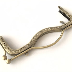 1 marco de bolso de metal bronce con agujeros de costura 20,5 20,5 cm, marco de monedero con mango de metal, cierres de bolso para bolso, marco de bolso grande
