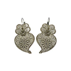 Viana&#39;s hearts earrings, portuguese filigree earrings, traditional filigree Portugal heart of Viana, Love earrings stainless steel
