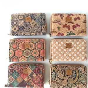 Cork wallet, vegan wallet, cork bag, womens eco-friendly wallet with place for cards and coins, portuguese cork wallet