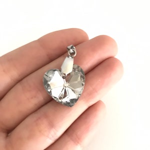 Crystal Heart Pendant for Necklace, White Heart Crystal 1.8 Cm Bohemian ...