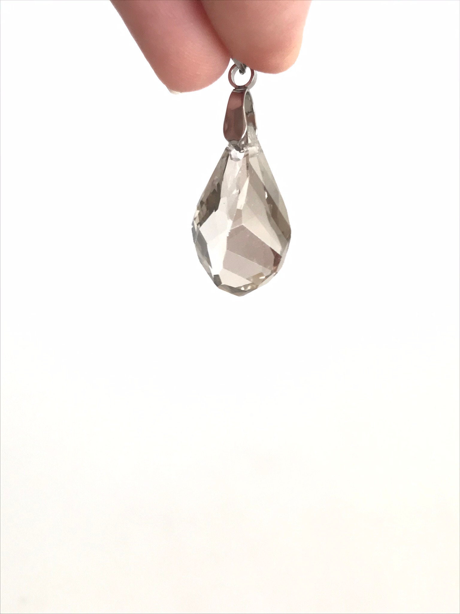 grey crystal 2.2 cm drop shape stone for necklace boho necklace bohemian jewelry Crystal pendant for necklace crystal supplies