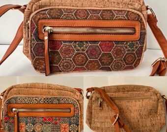 Cork handbag for women, cork bag, vegan bag, natural materials, eco friendly bag, leather bag, shoulder cork bag simple natural cork leather