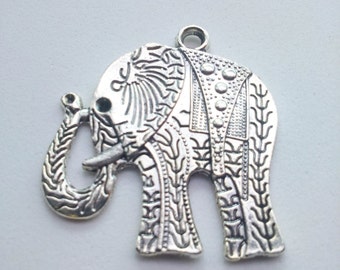 Elephant pendant silver 42 mm charm tibetan animal findings supplies necklace