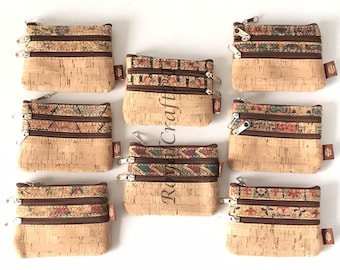 Cork wallet, vegan wallet, cork bag, womens eco-friendly wallet with place for cards and coins, natural cork in the back, cork key holder