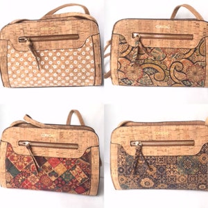 Bolso de corcho para mujer, bolso de corcho, bolso vegano, materiales naturales, eco amigable, bolso de cuero, bolso bandolera, bolso bandolera decoración étnica