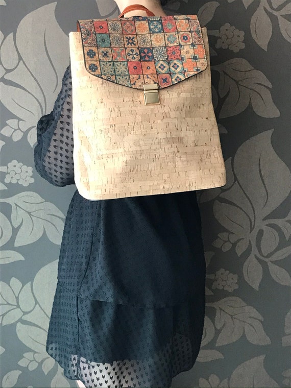 Cork backpack for women, cork bag, natural materi… - image 9