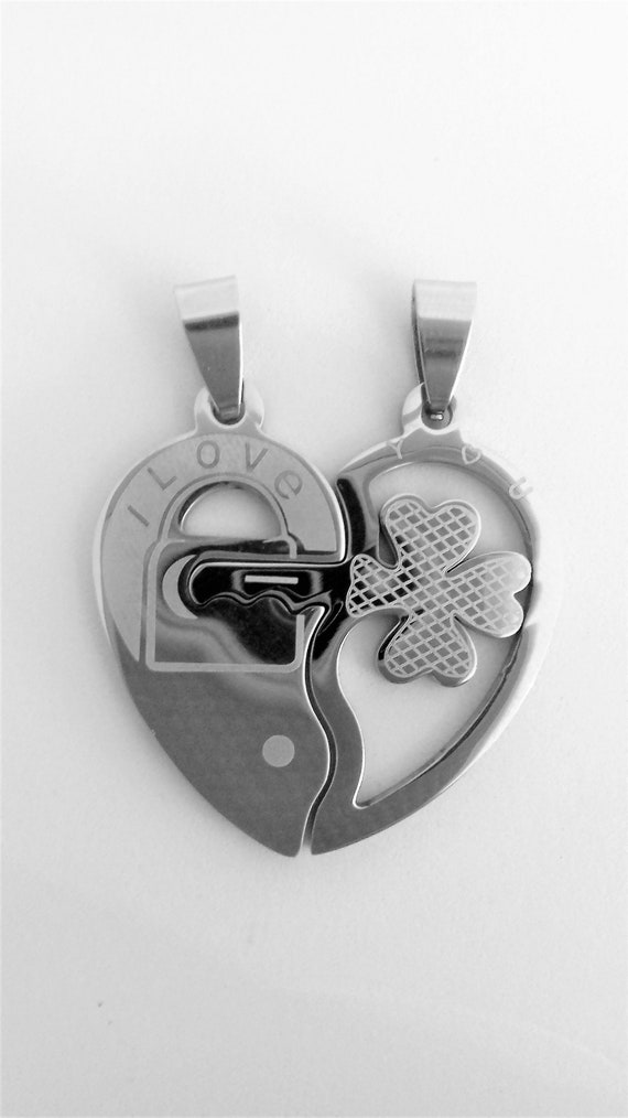 Best friends pendant 34 mm, 1.34 in, 2 pieces pendant for BFF, i love you charms, two matching pendants, key and locker 2 pieces charm