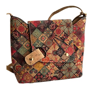 Cork handbag for women, cork bag, vegan bag, natural materials, eco bag, eco-friendly accessory vegetable leather wallet compact wallet Tribal