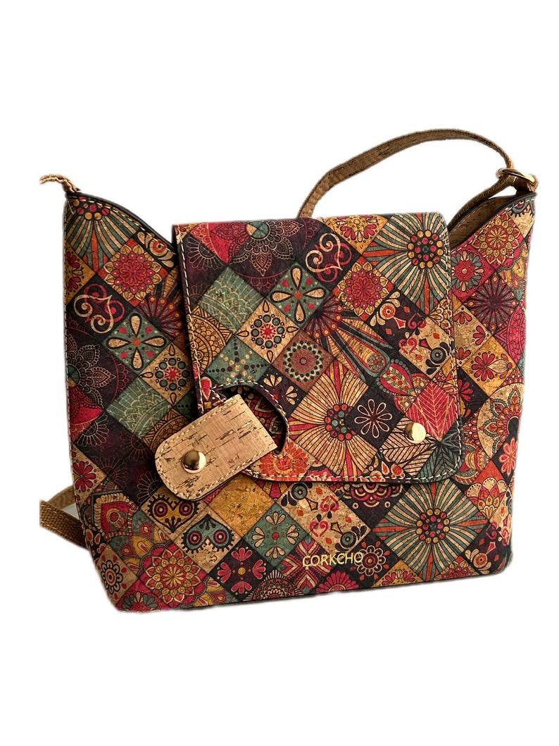 Cork handbag for women, cork bag, vegan bag, natural materials, eco bag, eco-friendly accessory vegetable leather wallet compact wallet Tribal