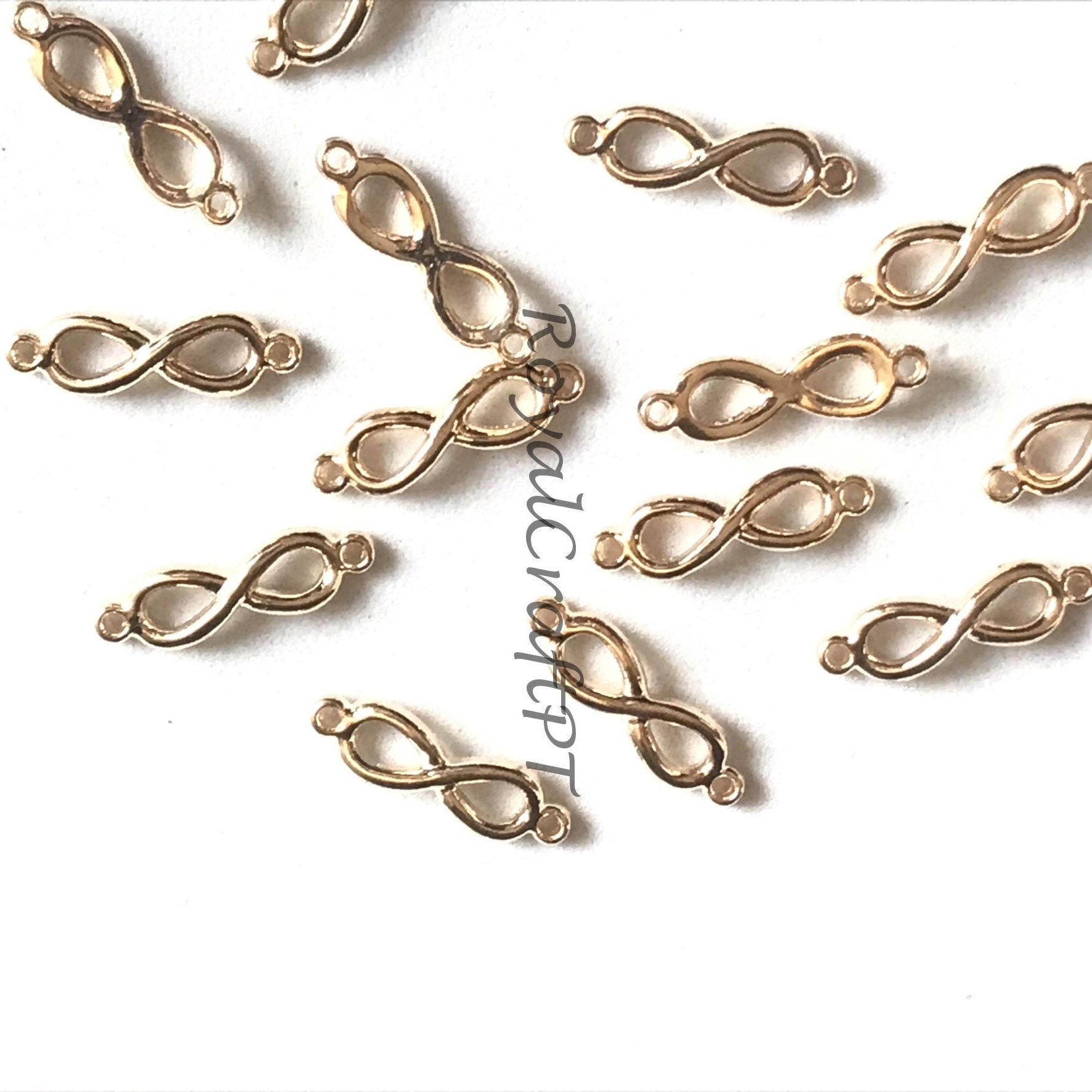 14x Infinite Symbol Connector Charms, 21 Mm Gold Forever Love Symbol ...