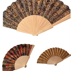 Cork Fan, Cork Hand Fan, Summer Fan,  Vegan Fan, Cork Folding Fan, Round Folding Fan Hand Held, Art Folding Fan, Classic Folding Fan,