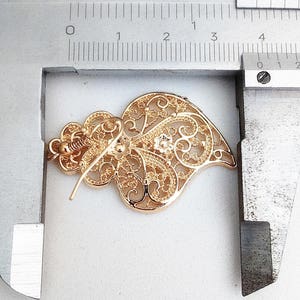 1 Pair of Portuguese filigree earrings gold 4 cm charm heart flower findings Viana Heart earrings traditional portuguese jewellery, Portugal image 4