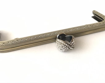 1x bronze metal purse frame with sewing holes 20 cm, 7.87 inches, supplies, big purse frame, handbag making supply, bright decoration frame