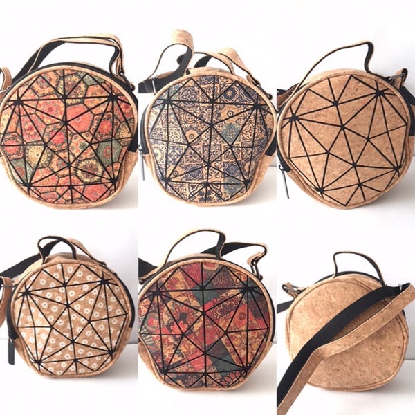 Cork handbag for women, cork bag, vegan bag, natural materials, eco bag, leather bag, shoulder bag, flowers bag, etnic / tribal decoration