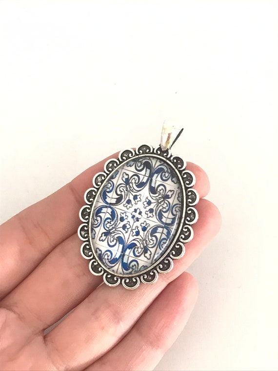 Glass tile pendant sale