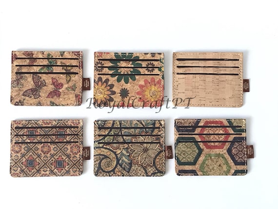 Cork card holder, card wallet, little cardholder for everyday use, different patterns card holder, green product, exclusive natural material