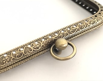 1 bronze metal purse frame with sewing holes 11 cm, supplies, coin purse frame, special ball clasp, delicate purse frame for coin purses