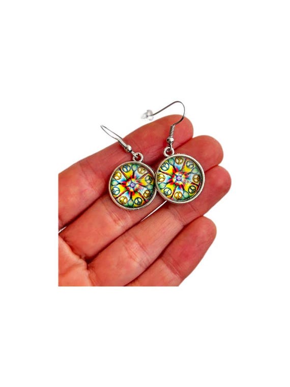 Orecchini Rotondi Boho In Lega, Colore Marrone, 5,3 Cm, Design Retrò E Moderno, Unisex - 6