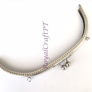 1x silver metal purse frame with sewing holes 27 cm, purse frame supplies, big purse frame, handbag making supply, grandma clasps