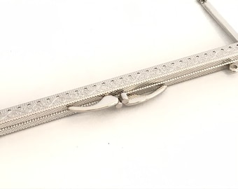 1 silver metal purse frame with sewing holes 20 cm, supplies, coin purse frame, special ball clasp, big purse frame for coin purses