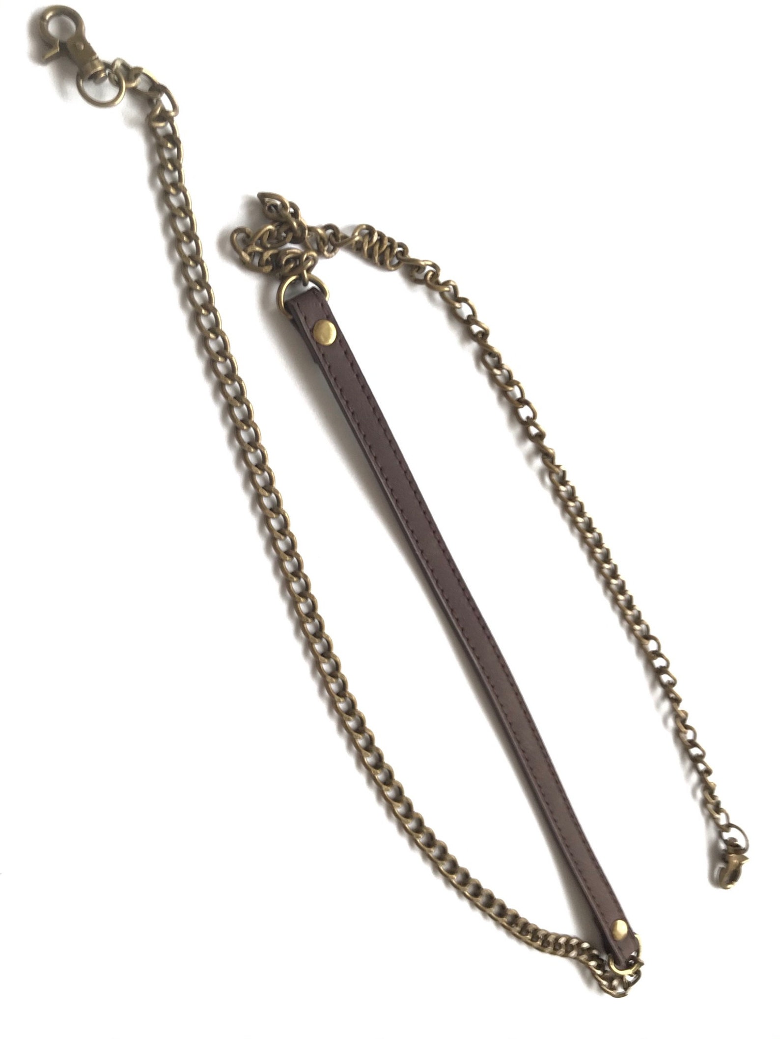 1 Leather and Chain Strap for Bags Bag Handles in Brown Etsy