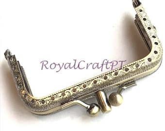 1 bronze double metal purse frame with sewing holes 8,5 cm, supplies, coin purse frame, engraved purse frame, two pocket purse frame