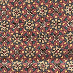 Cork fabric, cork leather 50 x 68 cm portuguese product, wallet making, purse fabric, green product, big flower fabric, high quality fabric
